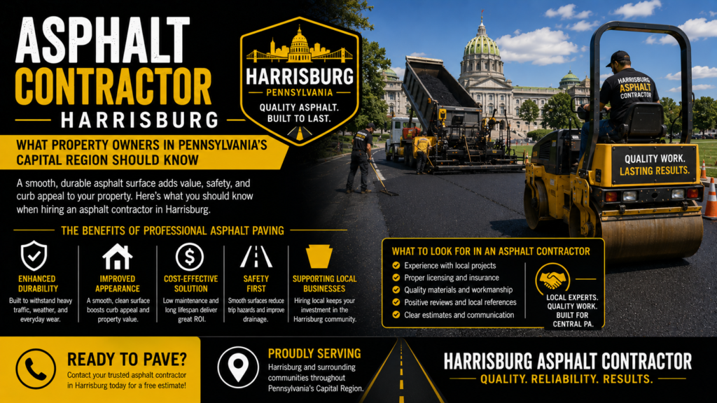 Asphalt Contractor Harrisburg What Property Owners in Pennsylvania’s Capital Region Should Know
